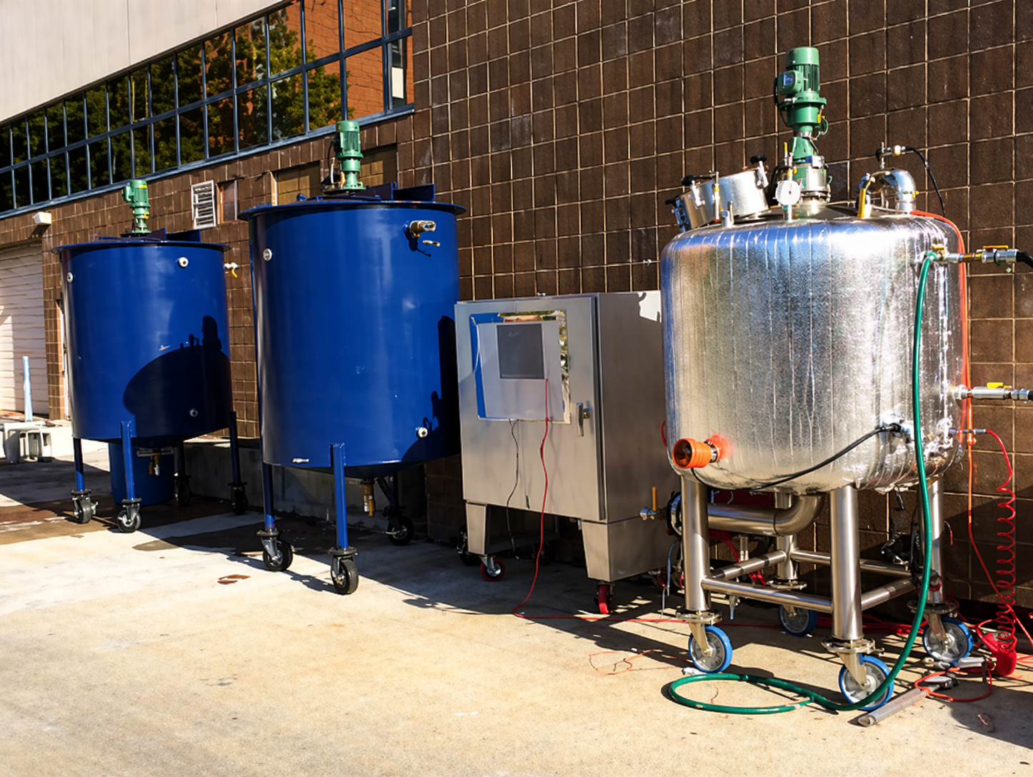 Stainless steel and jacketed pilot scale processing and holding tanks